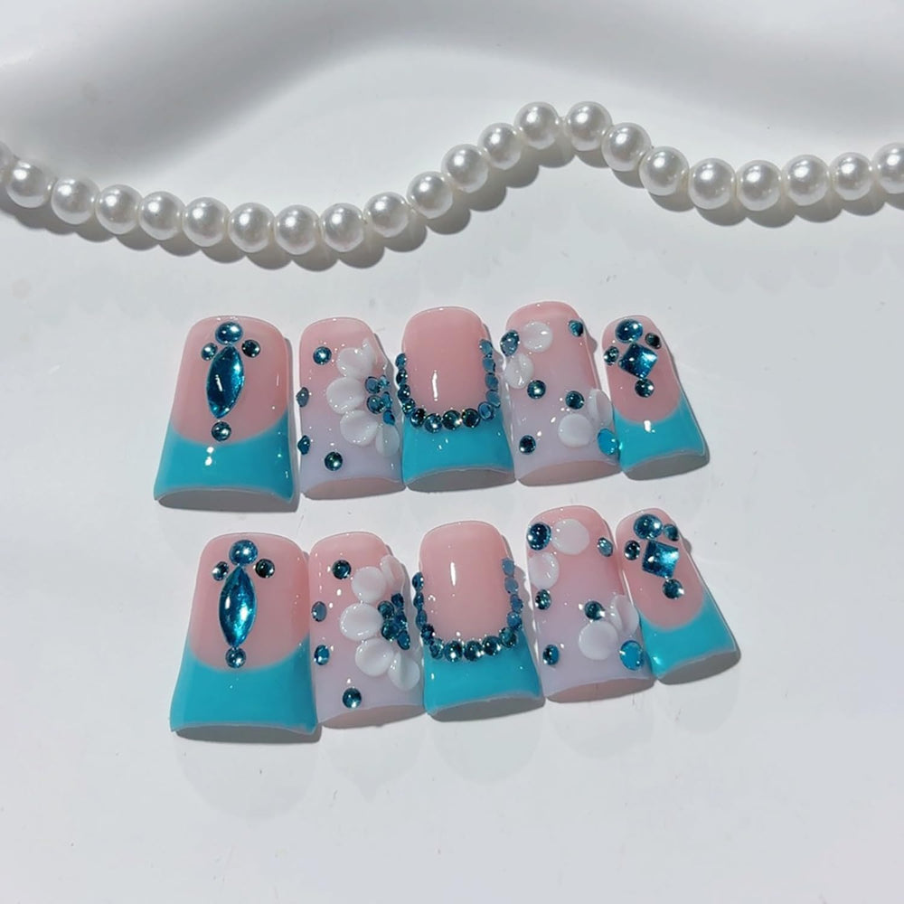 RIICFDD white art petals design nails for chic daily wear