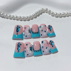 RIICFDD white art petals design nails for chic daily wear