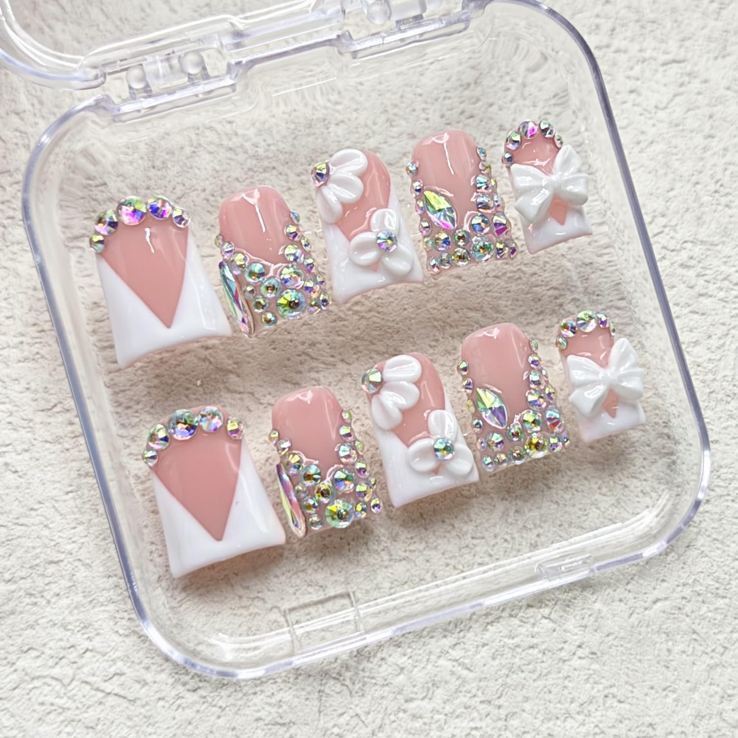 RIICFDD white French thick nails offering chic durability
