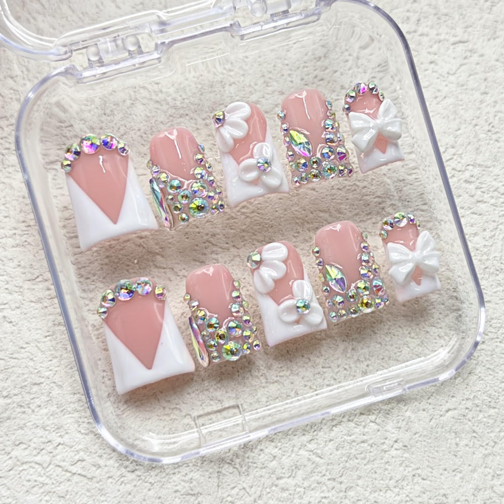 RIICFDD white French thick nails offering chic durability