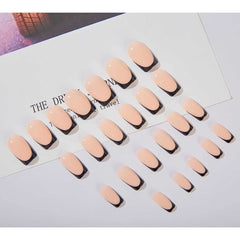 RikView 24-piece press-on nails kit with 12 sizes for perfect finger fit.