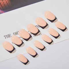 RikView nude square press-on nails, medium size for elegant everyday wear.