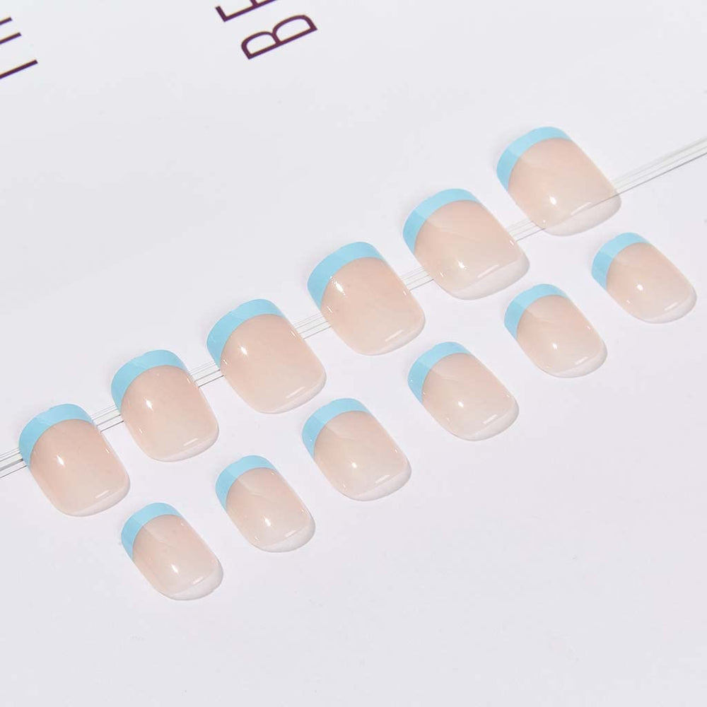 RikView blue oval full-cover nails for a smooth, durable at-home manicure