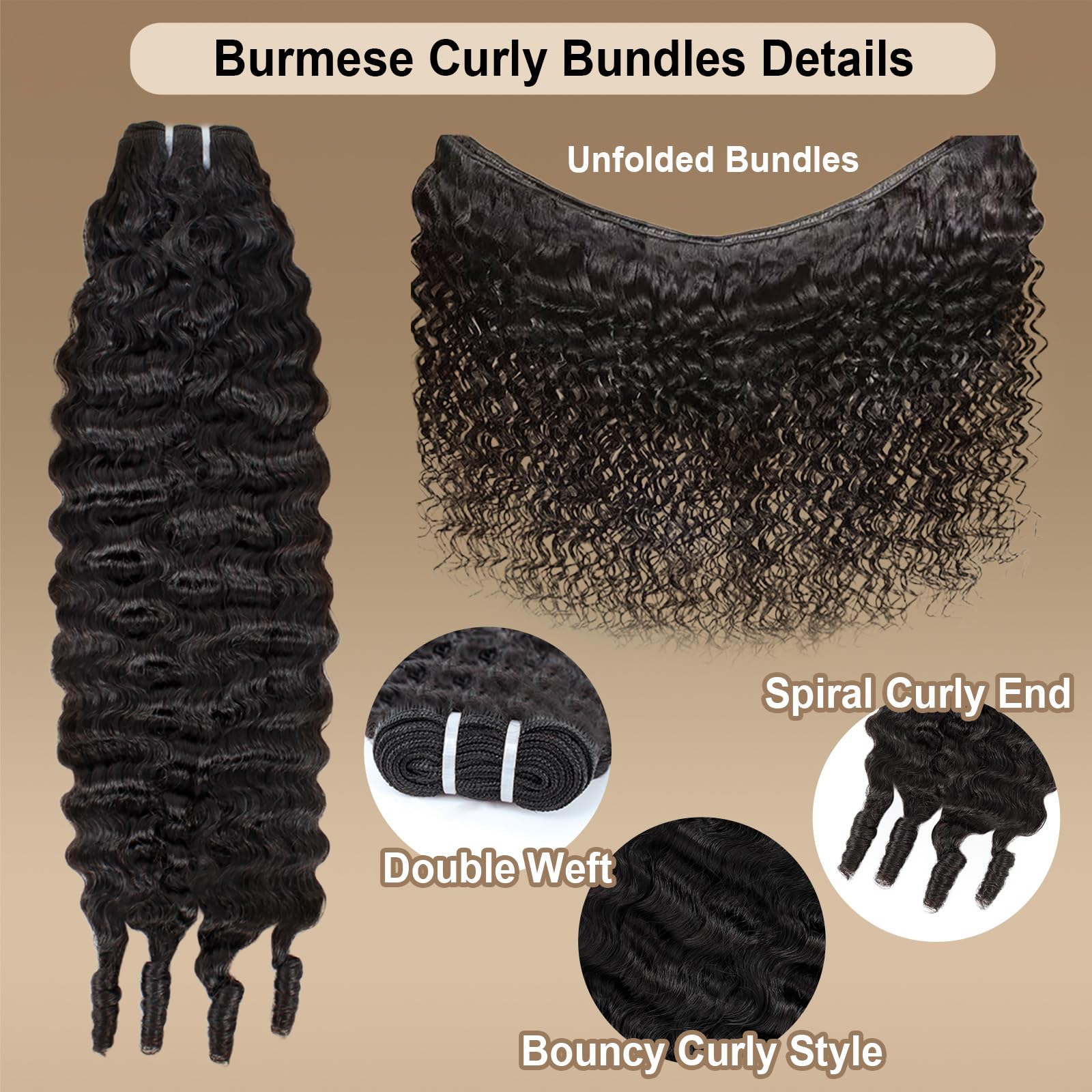 Rilago Burmese curly bundles natural black shade blends easily.