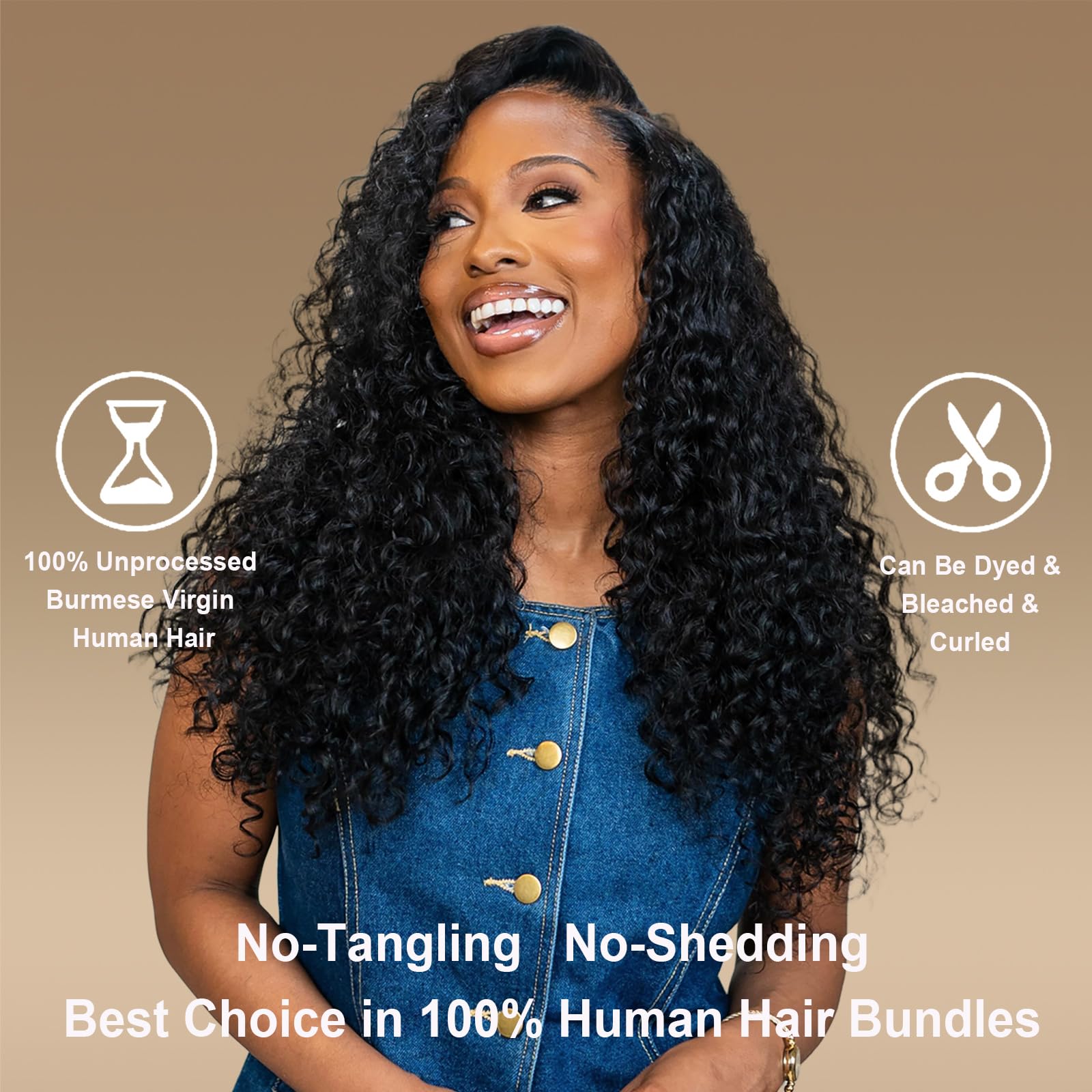 Rilago Burmese curly bundles virgin hair quality supports versatile styling.