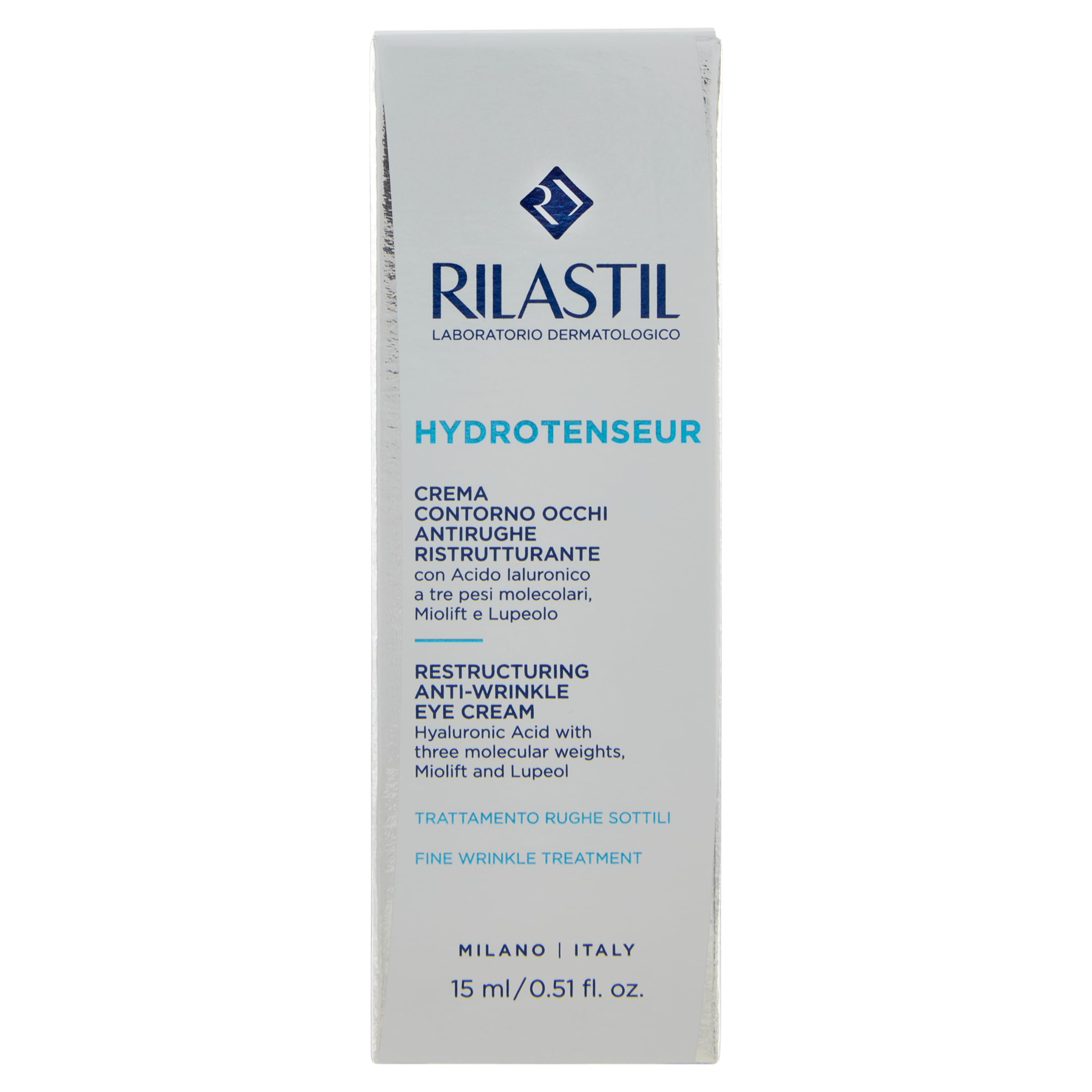 Rilastil Hydrotenseur eye contour cream closeup highlights smooth look around the eye