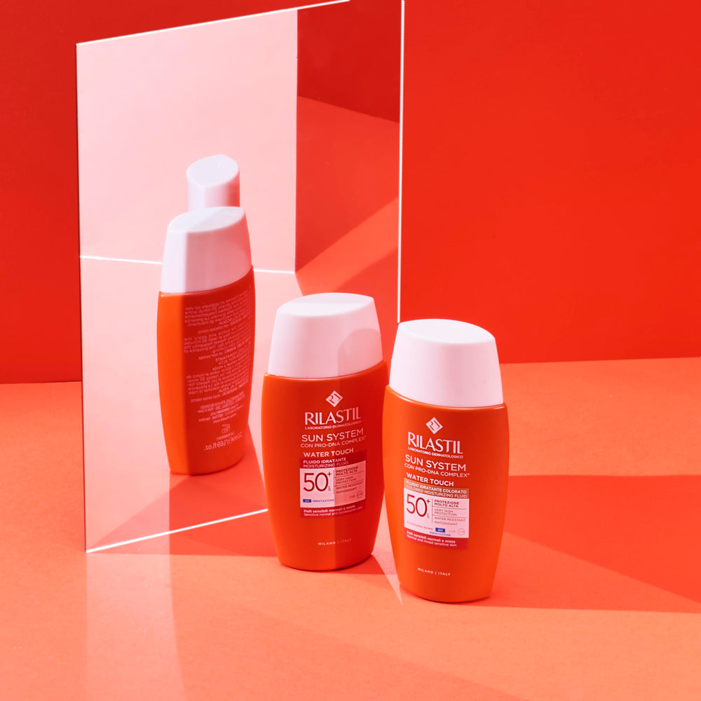 Rilastil Sun System Water Touch universal color swatches for even skin tone