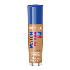 Rimmel Match Perfection Foundation SPF20 Soft Beige bottle for natural coverage