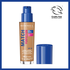 Rimmel Match Perfection Foundation SPF20 Soft Beige swirl on skin showing shade blend