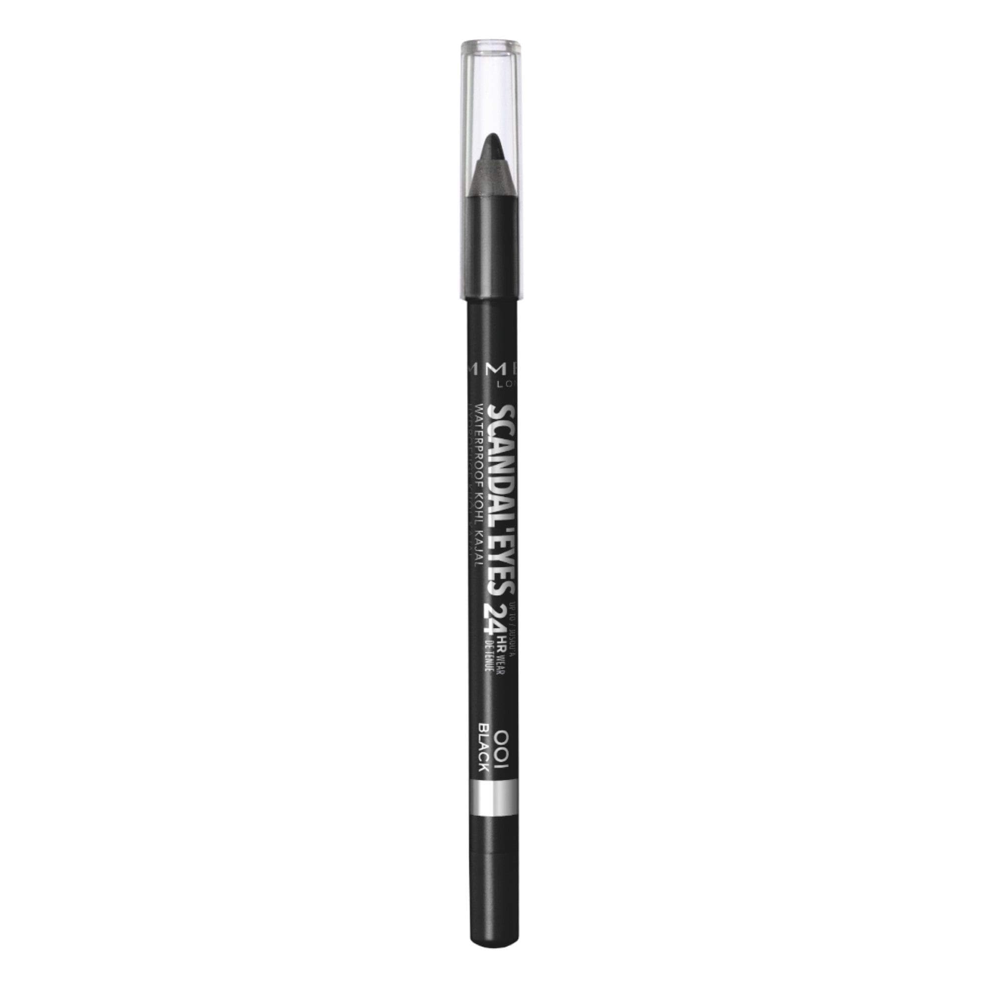 Rimmel Scandal'eyes waterproof liner swatch in deep black for bold definition.