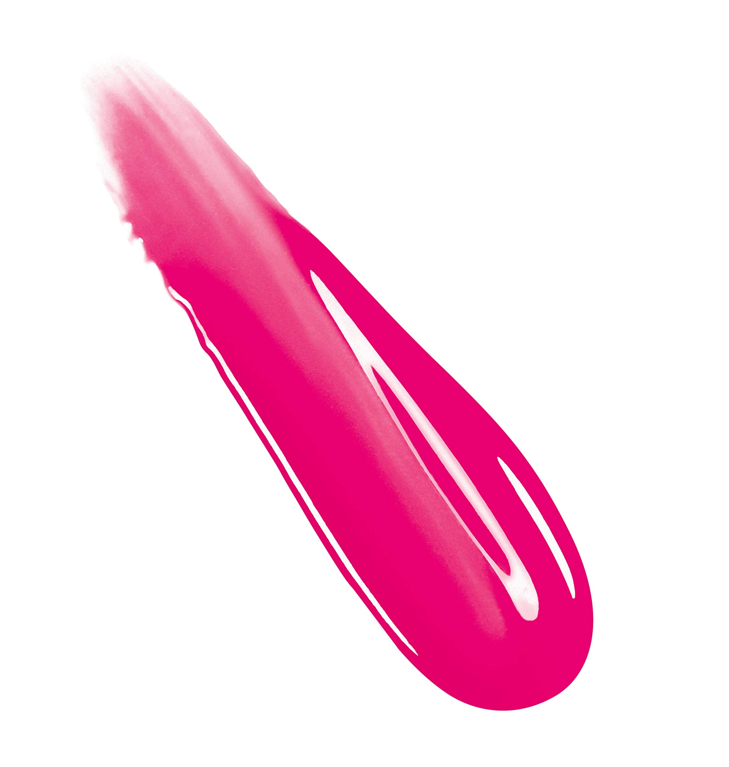 Rimmel Stay Glossy pink swatches on lips displaying buildable color