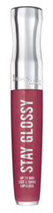 Rimmel Stay Glossy wand application demonstrates precise, lip-hugging control.