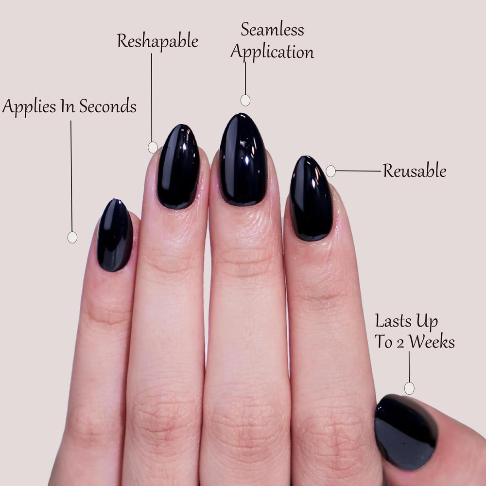 Rimudecure soft gel press-on nails flex for a natural-looking fit on the nail bed.
