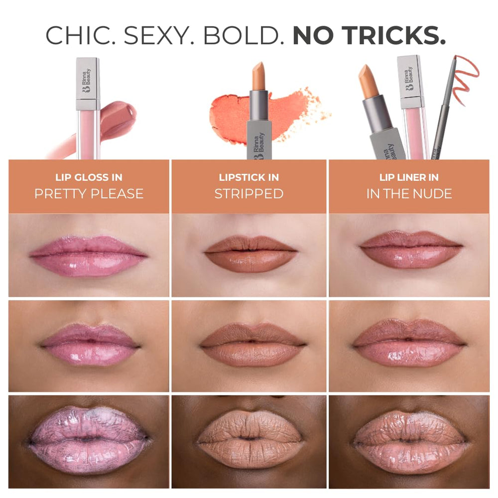 Rinna Beauty Icon Lip Kit Delilah lipstick swatch in pink-nude.