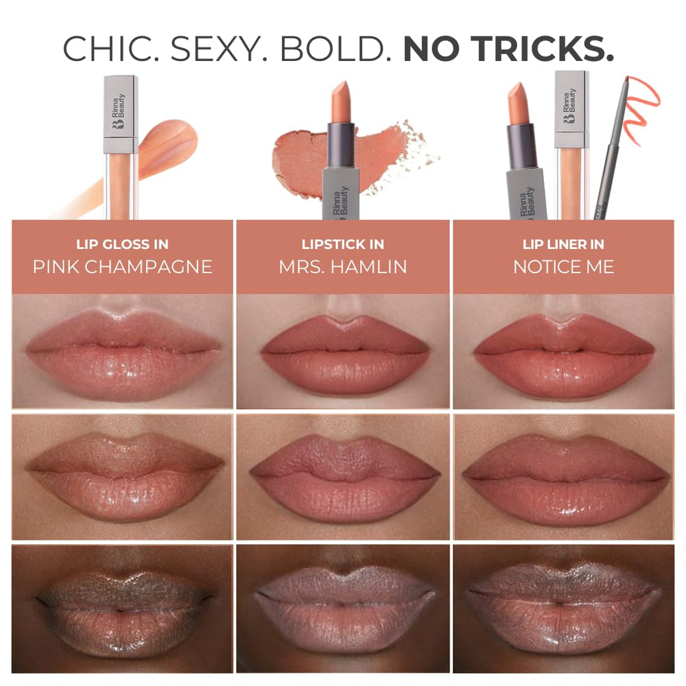 Heidi lipstick bullet shows creamy pink nude shade from Rinna Beauty