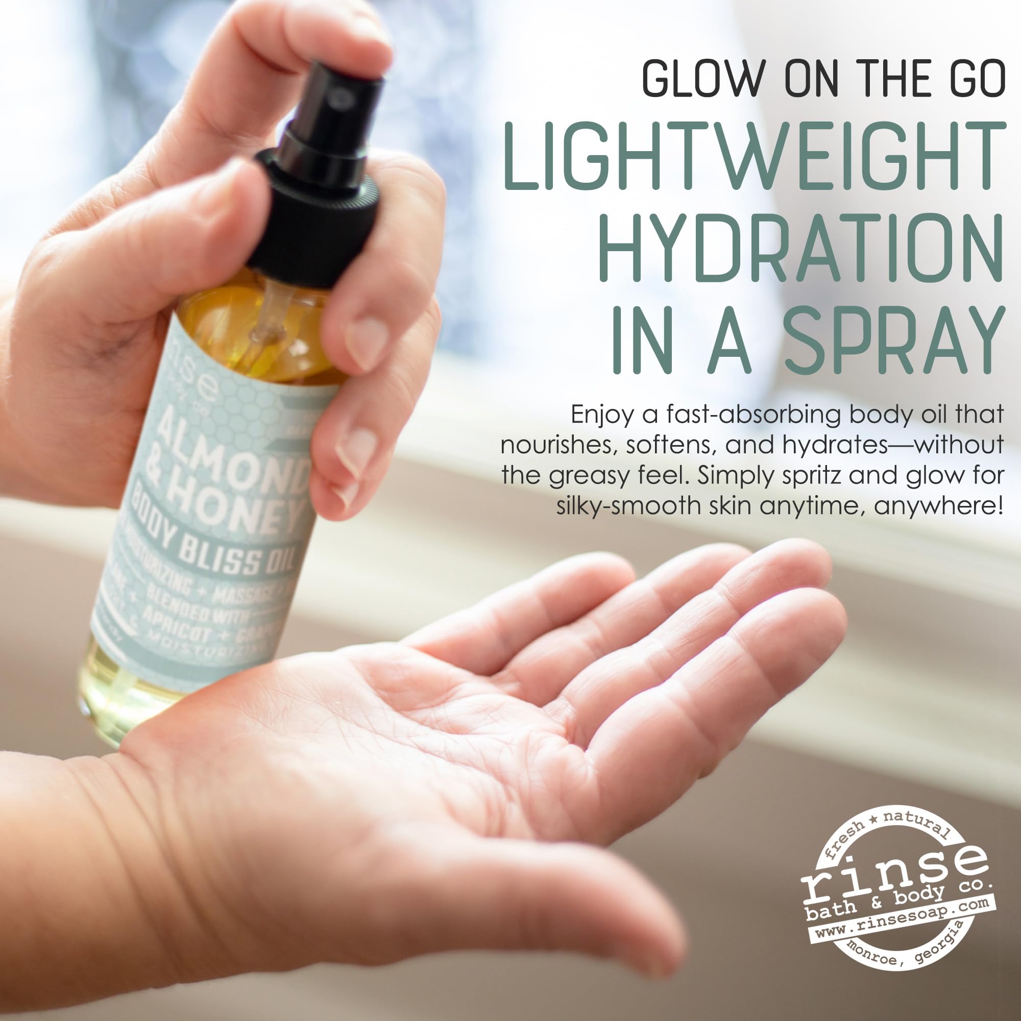 Rinse Almond & Honey spray's scent enhances your natural aroma