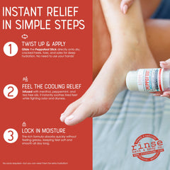 Closeup of Rinse Bath & Body Peppofoot Heel Balm Stick texture and color