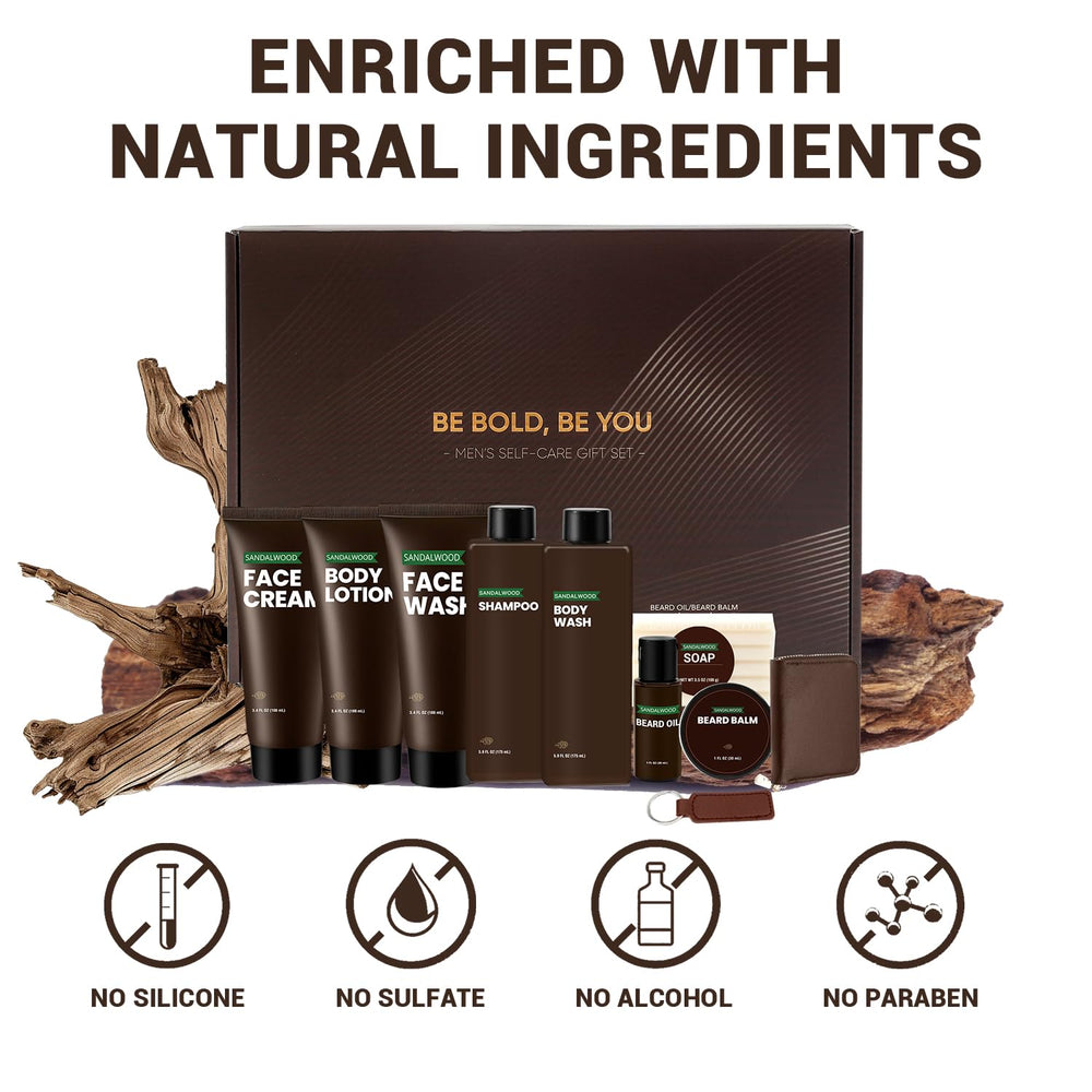 Rinse & Robust sandalwood beard balm and beard oil.