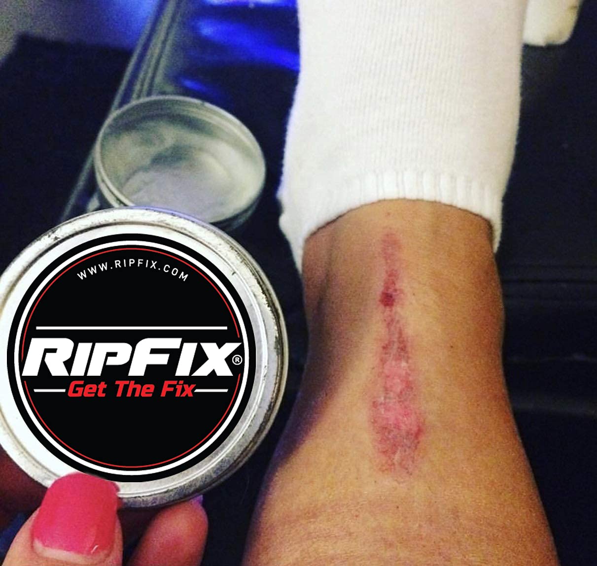 Athlete applying RipFix on dry hands after practice.