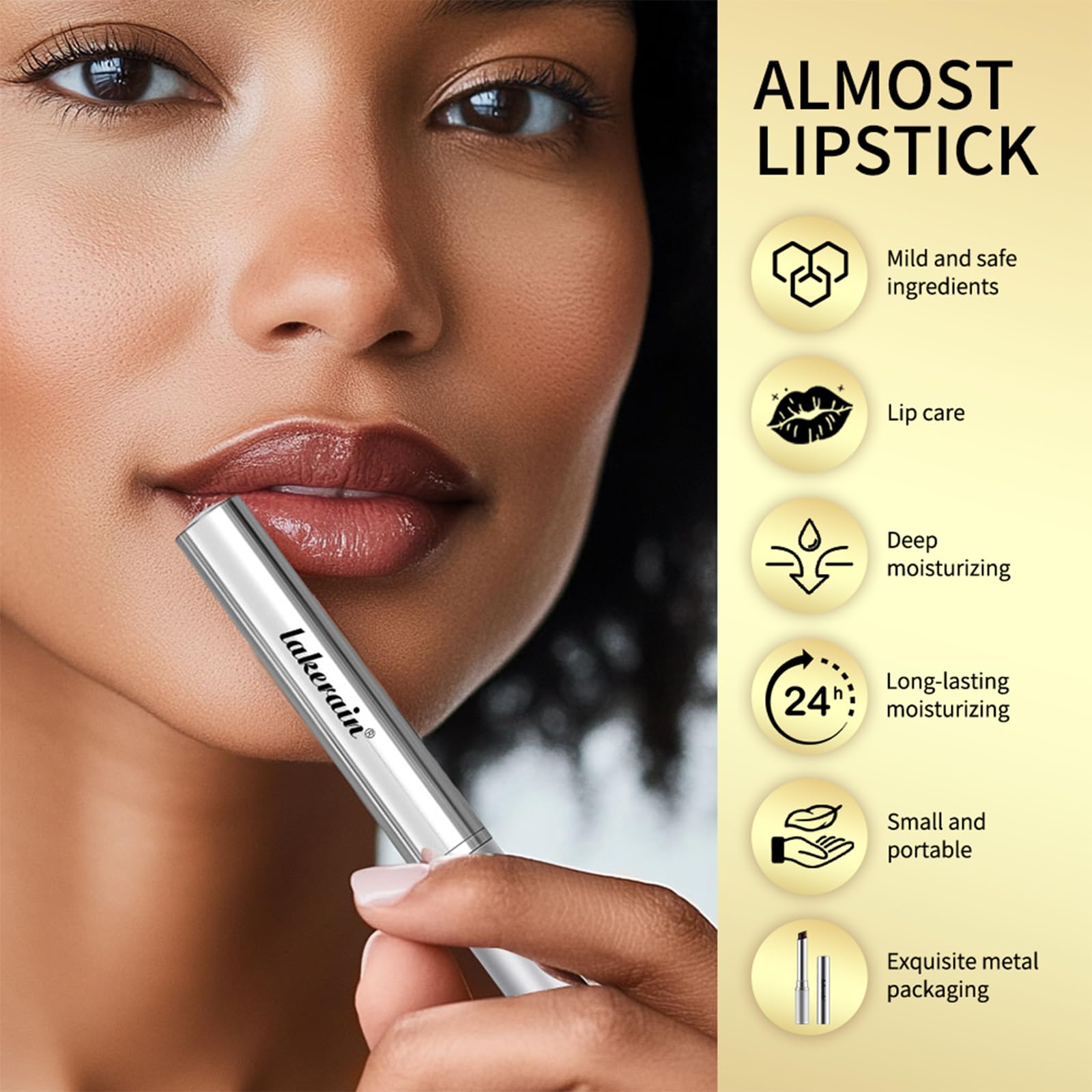 Riroenst Honey Lip Balm worn on lips with natural glow.