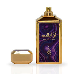 RISALA An Island EDP base notes image shows vanilla, patchouli, amber warmth