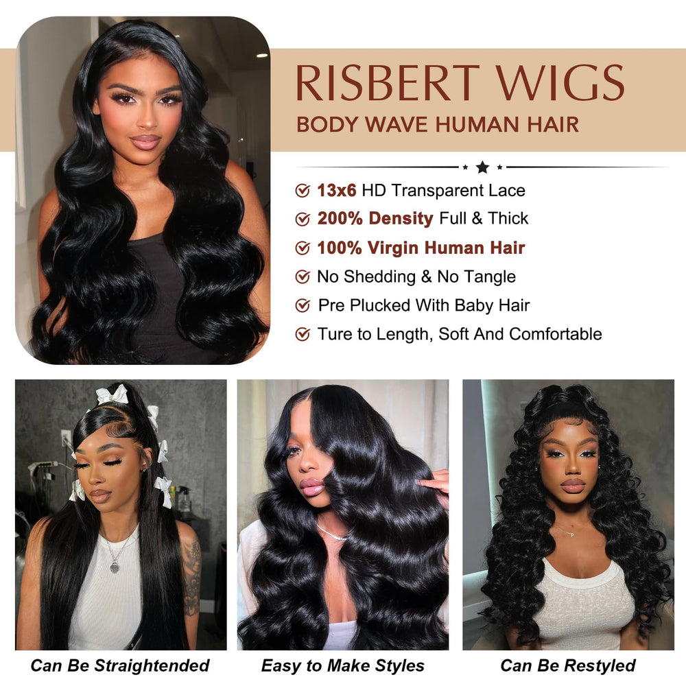 RISBERT lace detail at the hairline blends seamlessly with skin.