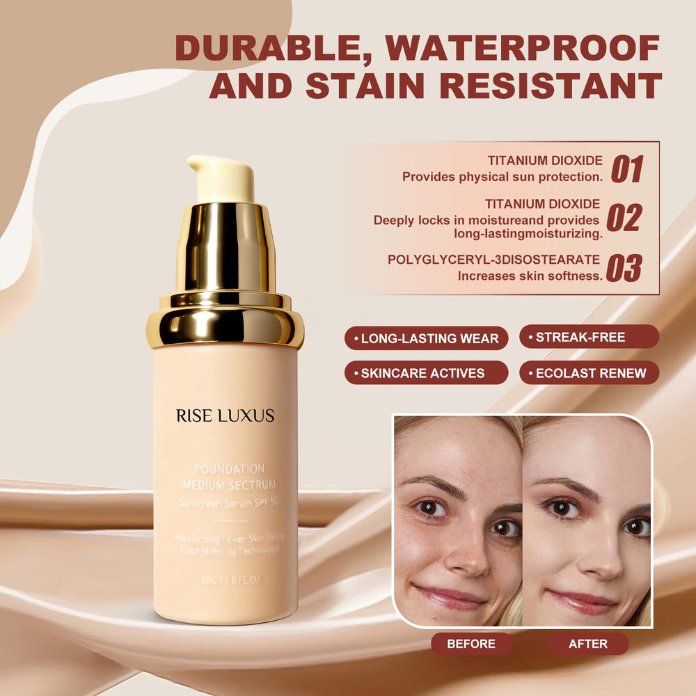 Applying Rise Luxus Ultrablend with sponge for seamless coverage