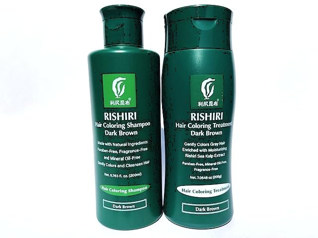 Rishiri color shampoo dark brown bottle with natural formula for gradual shade