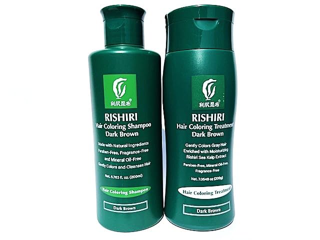 Rishiri color treatment dark brown tube showing color buildup with every use