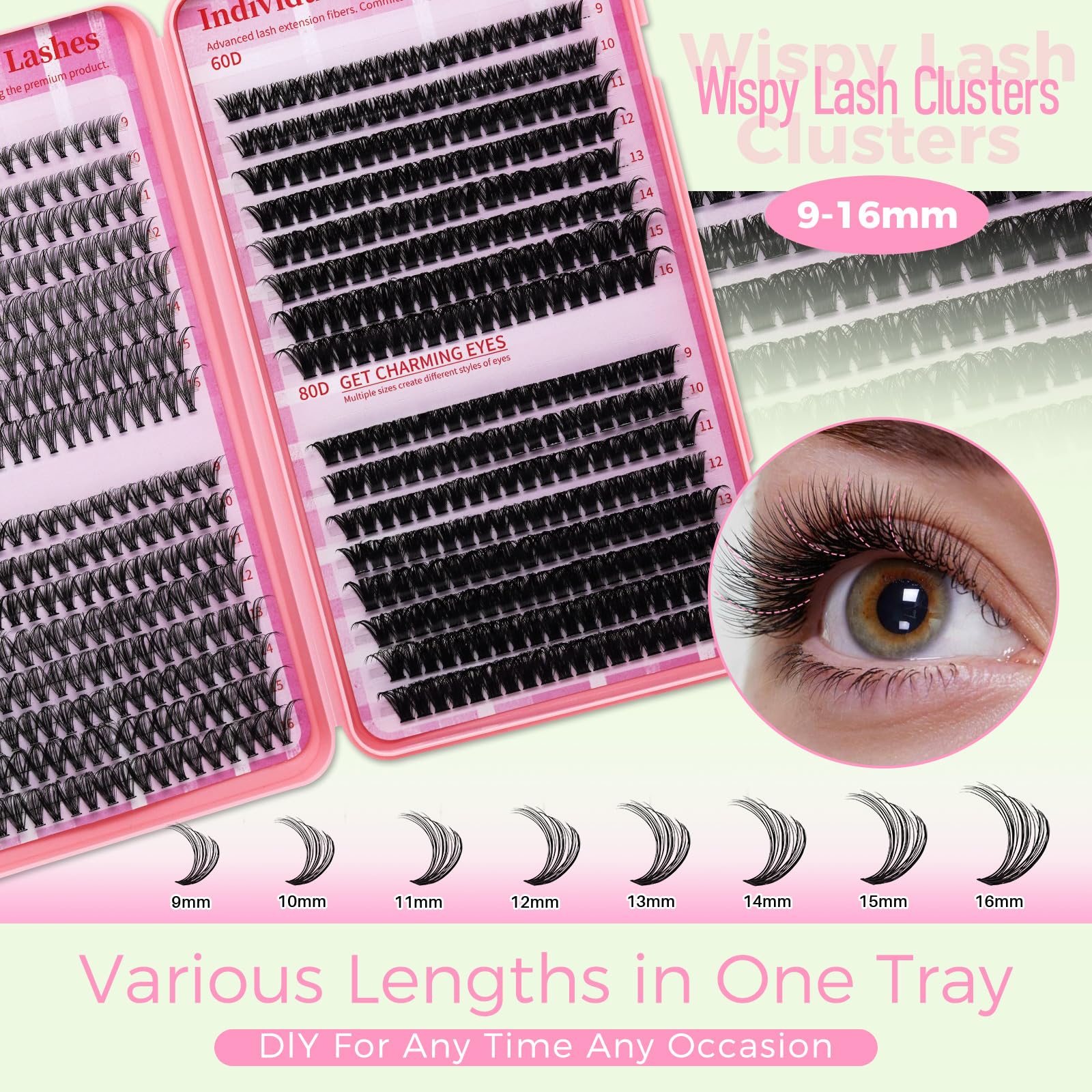Ritalash four-style cluster lashes tray display
