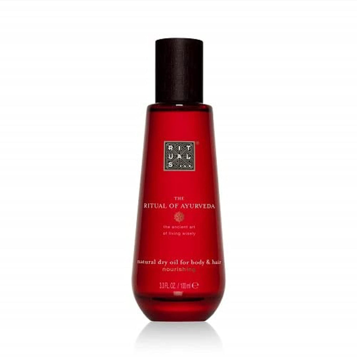 RITUALS The Ritual of Ayurveda Dry Oil VATA bottle pouring smoothly for quick body and hair application