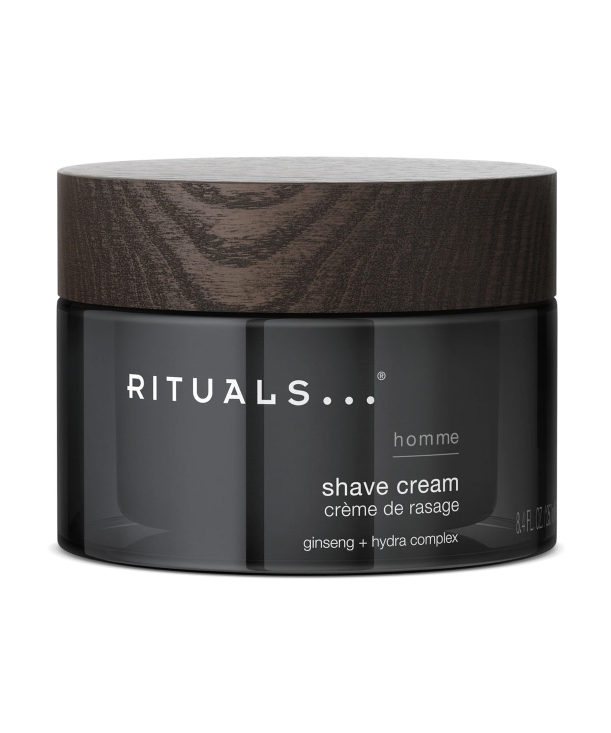 RITUALS Homme Shave Cream bottle with ginseng for a smooth shave preparation.