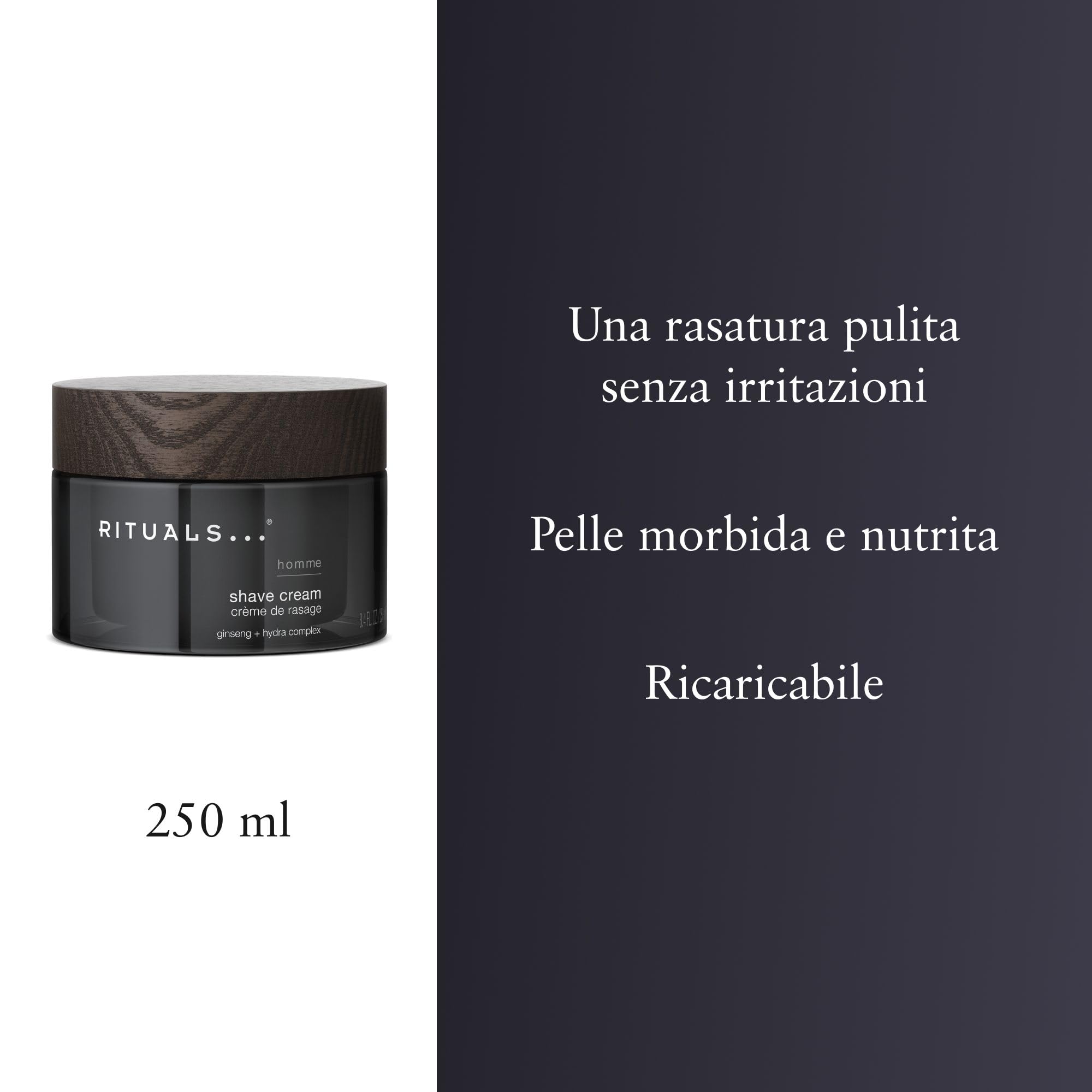 RITUALS Homme Shave Cream ingredients ginseng for nourishment.
