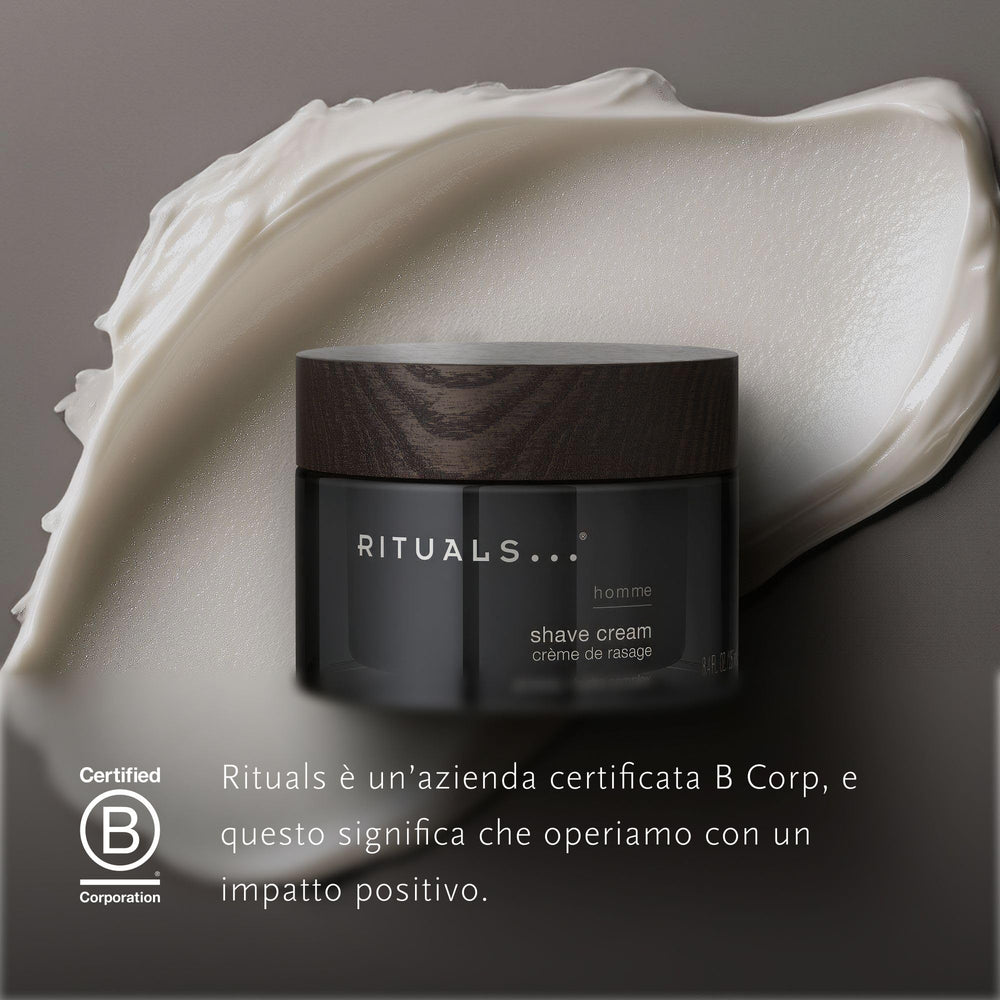 RITUALS Homme Shave Cream packaging closeup emphasizes design and size.