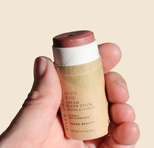 Dusty Pink cheek swatch shows buildable, cream-to-powder finish