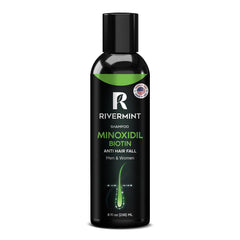 Rivermint shampoo bottle front shows mint-infused formula for refreshing scalp care.