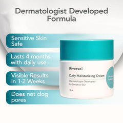 Riversol Daily Face Moisturizer application motion demonstrates lightweight absorption and non-greasy feel.