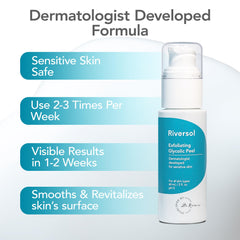Riversol Glycolic Peel application swatch demonstrates even spread and comfort