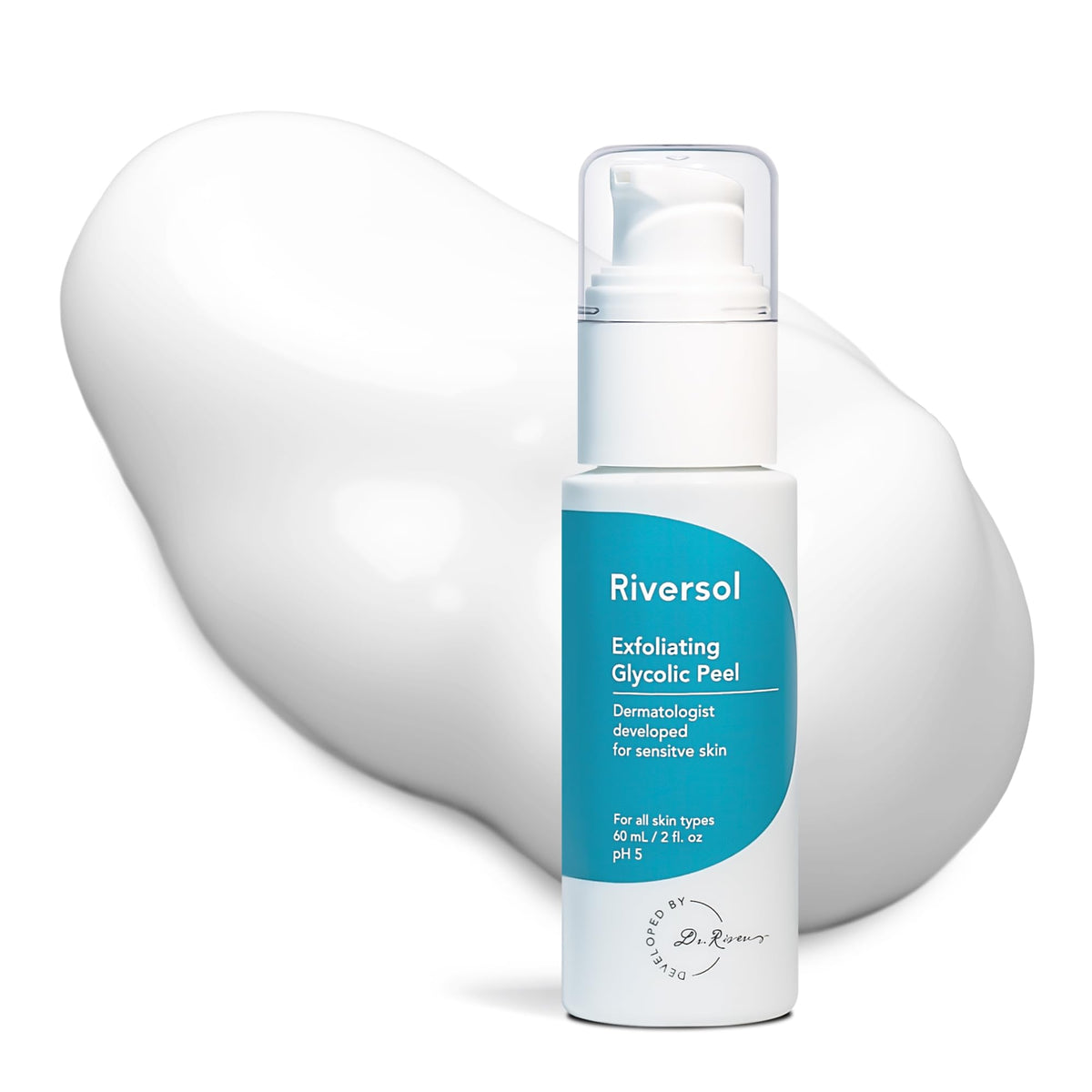 Riversol Glycolic Peel bottle pour for gentle exfoliation