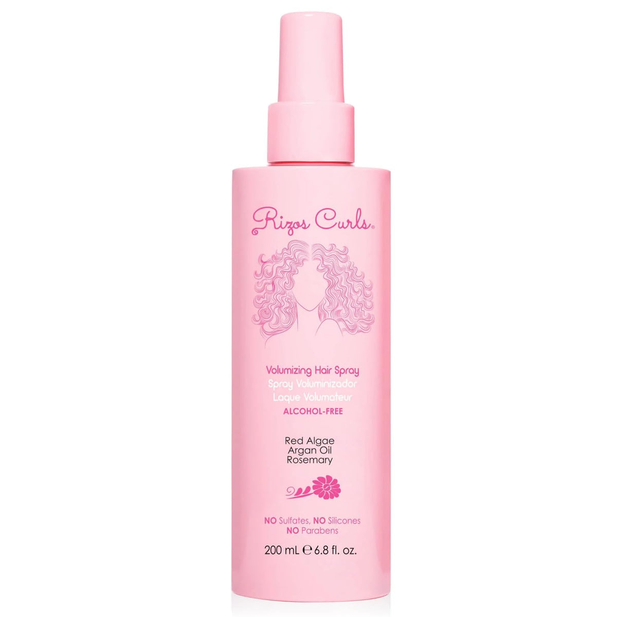Rizos Curls Alcohol-Free Curl Hair Spray bottle delivering flexible hold for all hair types.