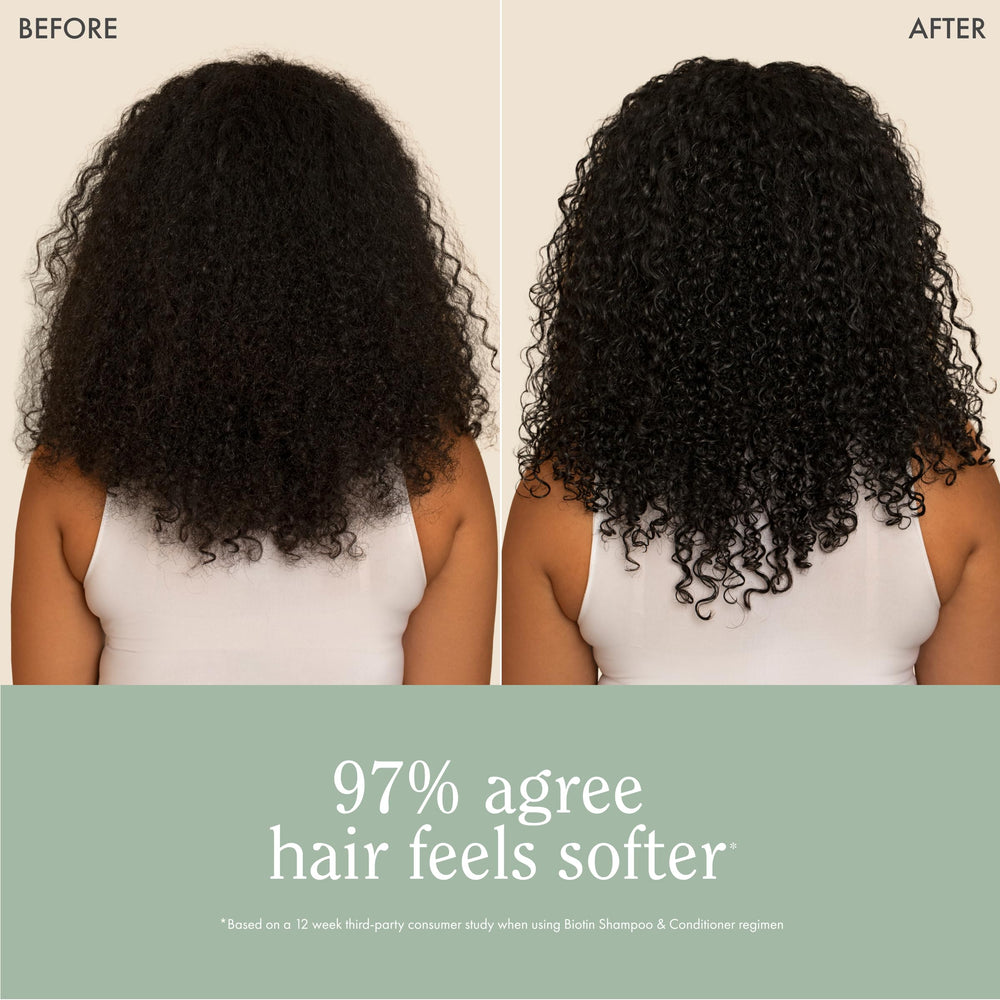 Rizos Curls Biotin Shampoo gentle cleansing for daily use.