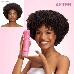 Scrunch styling with Rizos Curls mousse delivering defined, bouncy curls