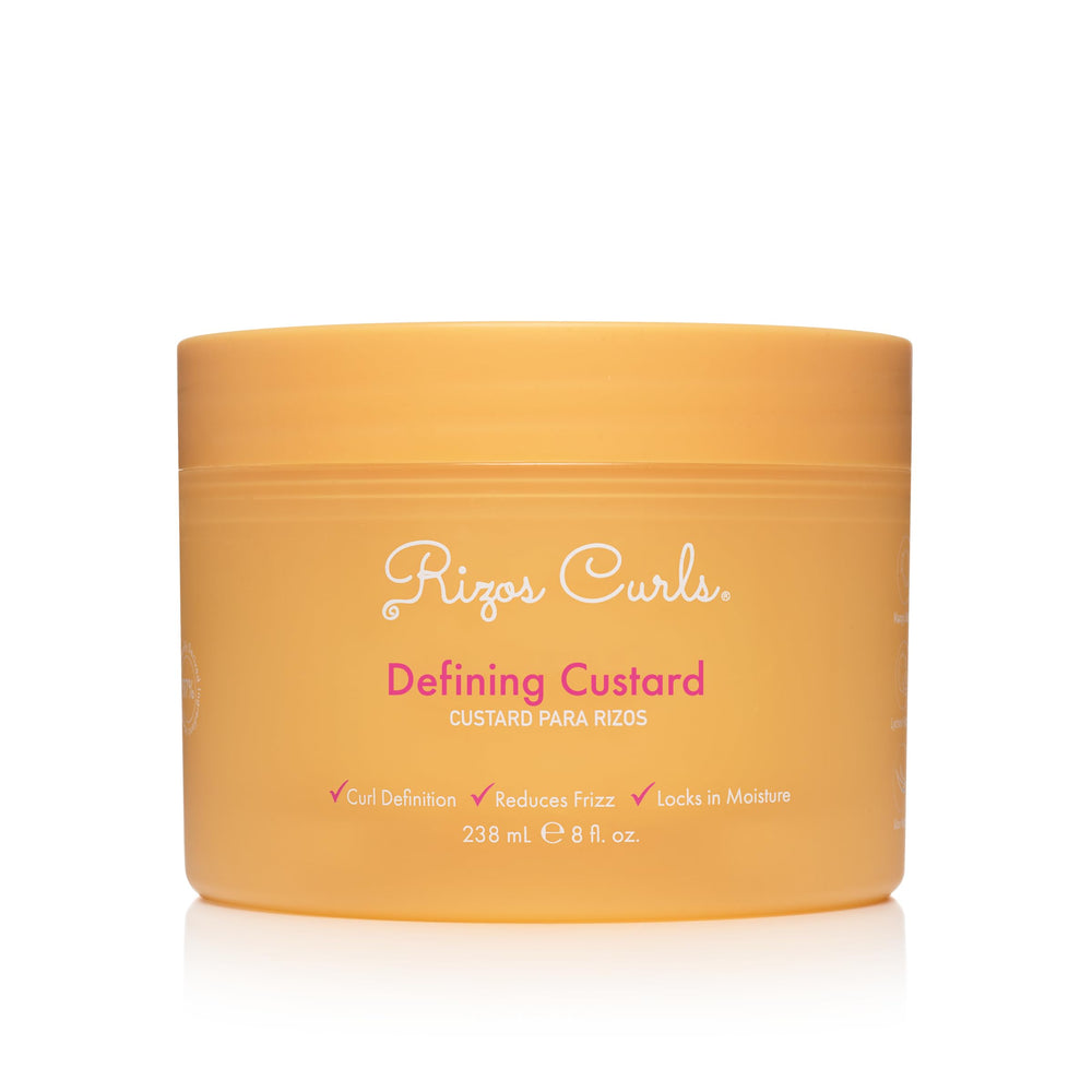 Rizos Curls Defining Custard bottle pour for long-lasting frizz control and shine