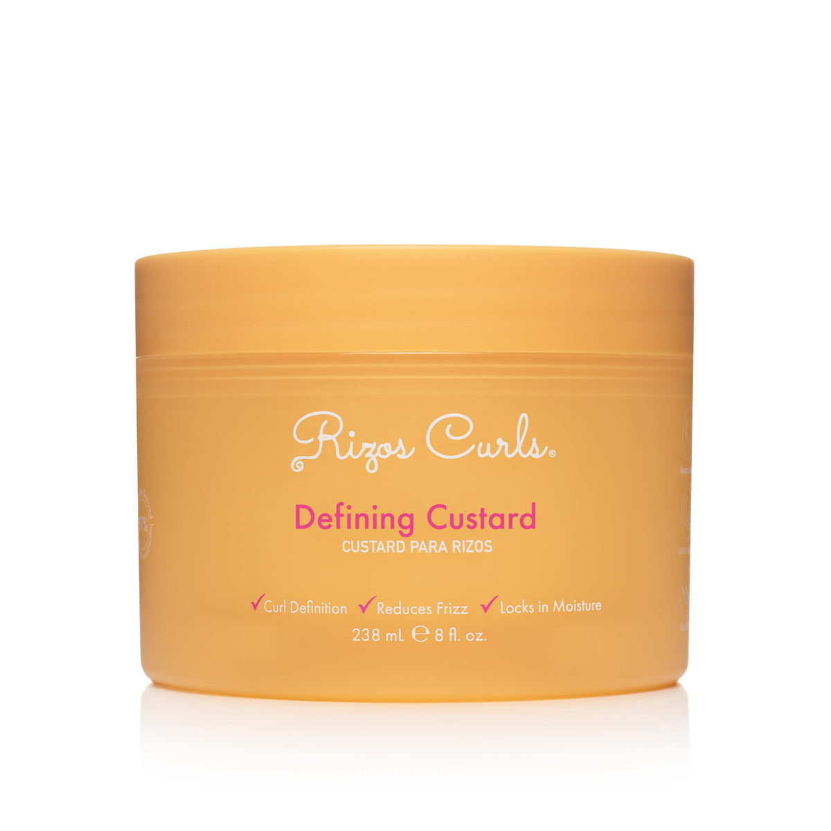 Rizos Curls Defining Custard bottle pour for long-lasting frizz control and shine