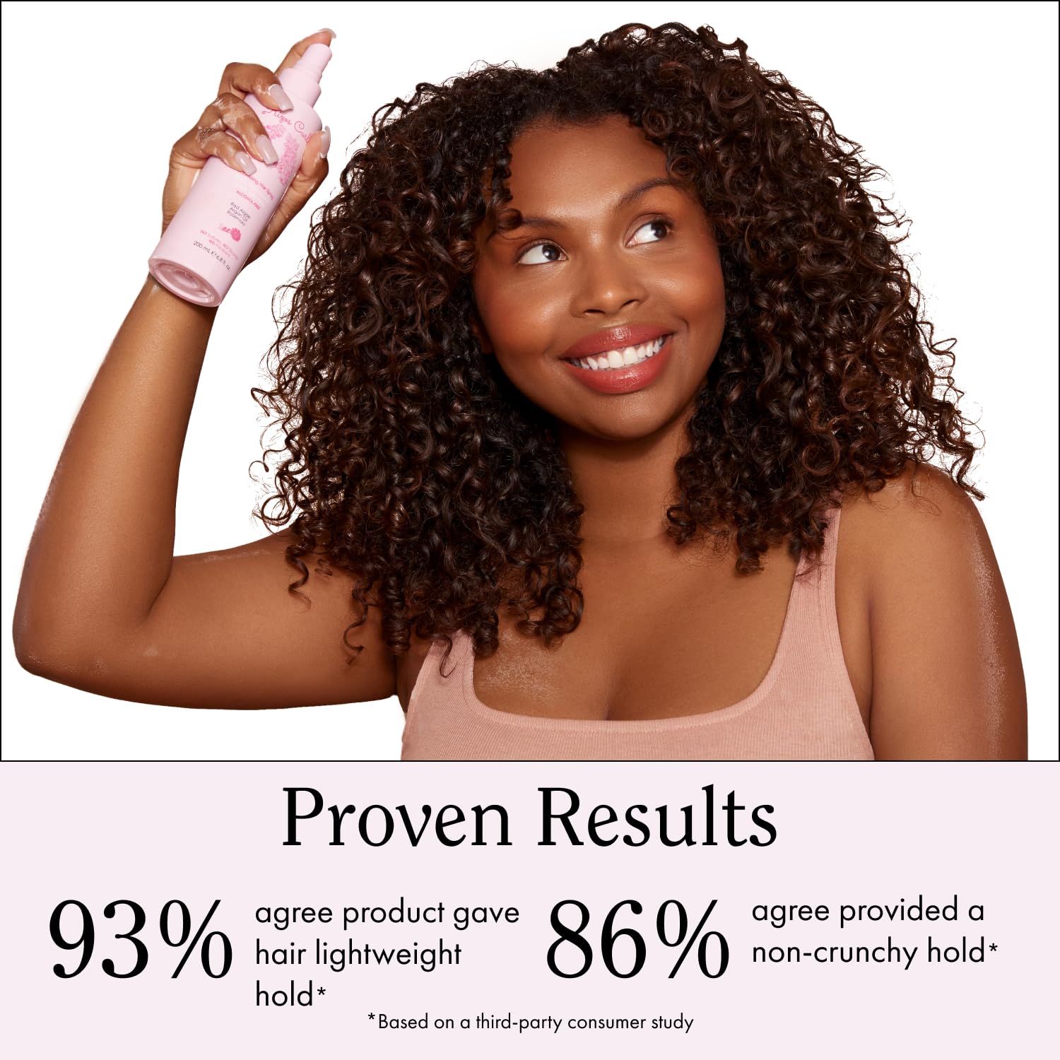 Rizos Curls Lightweight mist provides quick refresh and styling control.