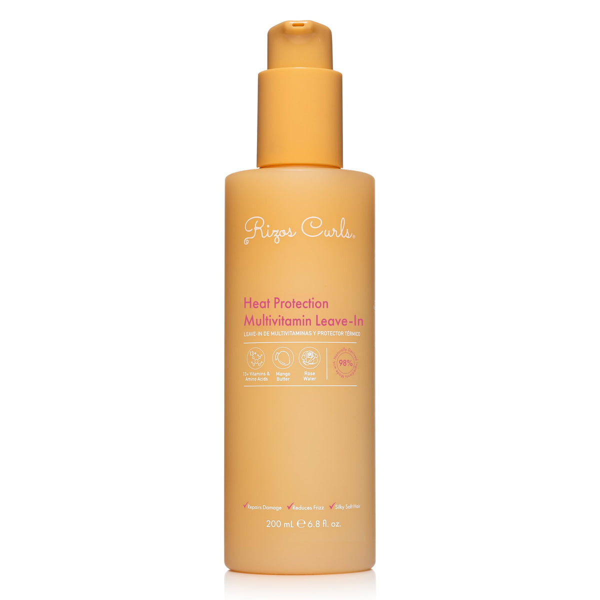 Rizos Curls Multivitamin Leave-In bottle: nourishing protection for all hair types during styling.