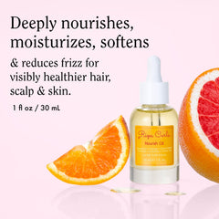 Rizos Curls Nourish Oil application moment showing quick absorption and frizz control