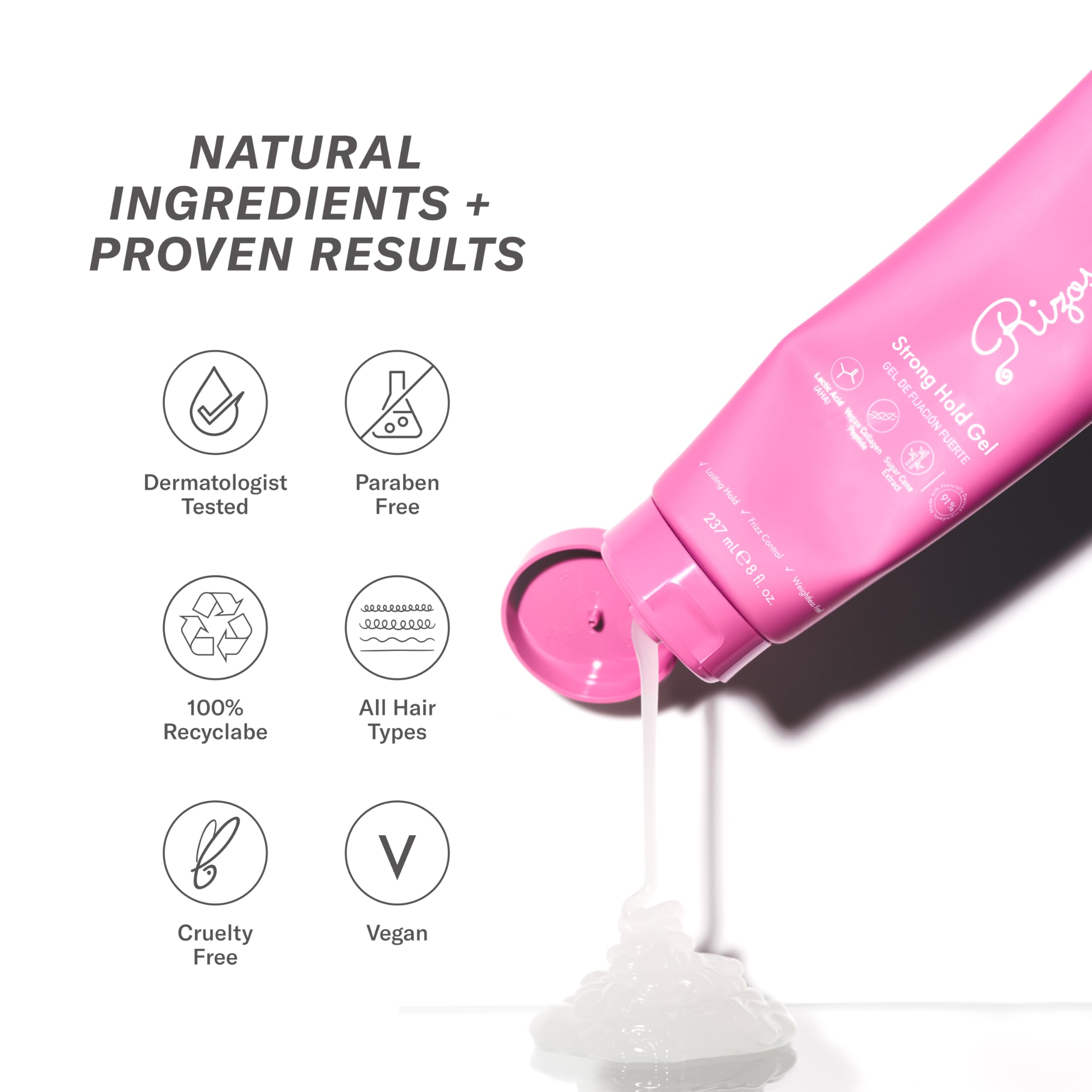 Rizos Curls gel finish after use with no flakes or residue