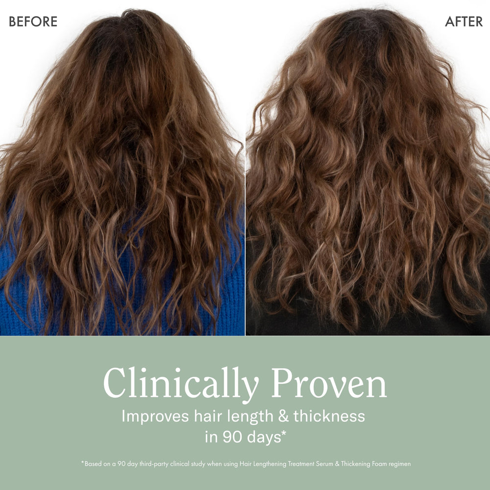 Rizos Curls Thickening Foam close-up on hair strands and strength