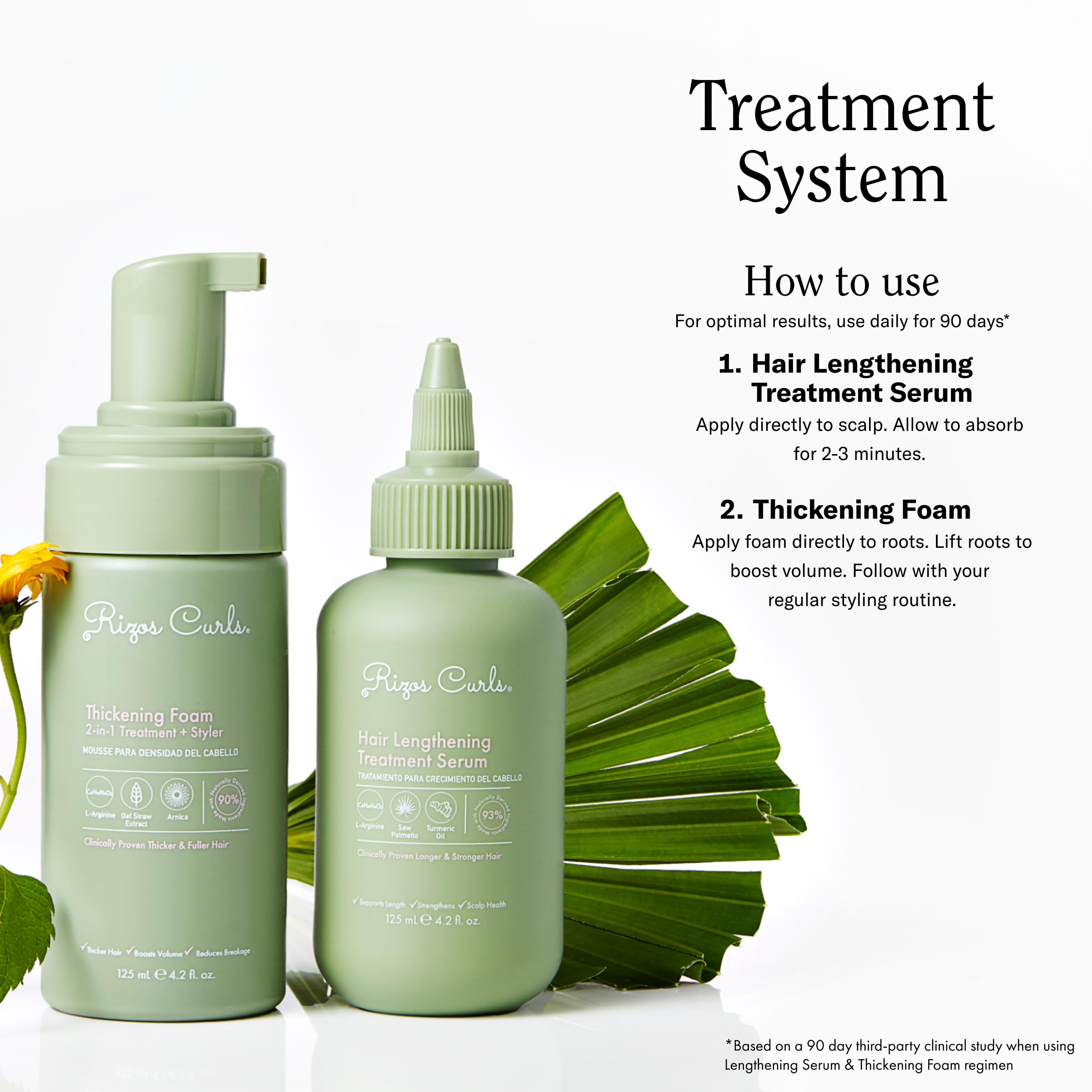 Rizos Curls thickening foam accompanies serum for fuller-looking hair.